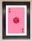 Ace Of Spades Poker Pink Framed Wall Art