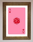 Ace Of Spades Poker Pink Framed Wall Art