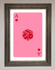 Ace Of Spades Poker Pink Framed Wall Art
