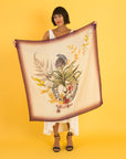 Purple and cream "Akkadian Silk" square Silk scarf
