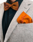 Rust floral Silk Pocket Square and Bow tie in 'Ember' robin print