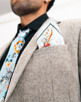 Light Blue Luxury Silk Pocket Square and tie in Gift set in box, 'Evolution' design formal wear for weddings or groomsmen gift