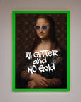 Luxury All Glitter No Gold Mona Lisa framed art print, glamorous modern twist on classic masterpiece, stylish home decor by Zestio at brixbailey.com