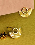 Art Deco Fan Gold Stud Earrings