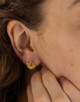 Art Deco Fan Gold Stud Earrings