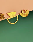 Art Deco Fan Gold Stud Earrings