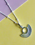 Art Deco Fan Silver Satellite Chain Necklace