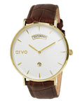 Arvo Awristacrat Watch - Gold - Brown Alligator