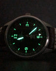 B-17 Tribute - Stainless Steel, Brush Finish, Black Dial, Brown Leather Band with Stitching