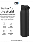 Leak Proof 1 Litre Thermal Water Bottle, Insulated, Black, 1L