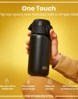 Leak Proof Water Bottle, Stainless Steel, Black, 400ml (13oz)