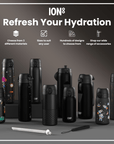 Leak Proof Slim Water Bottle, Stainless Steel, Black, 600ml (20oz)