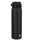 Leak Proof 1 Litre Water Bottle, Stainless Steel, Black, 1L
