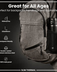 Leak Proof Slim Thermal Steel Water Bottle, Insulated, Black, 500ml (17oz)