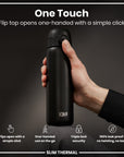 Leak Proof Slim Thermal Steel Water Bottle, Insulated, Black, 500ml (17oz)