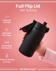 Leak Proof Kids Water Bottle, Recyclon, Black, 350ml (12oz)