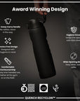 Leak Proof 1 litre Water Bottle, Recyclon, Black, 1L