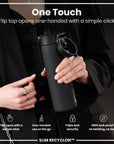 Leak Proof Medium Water Bottle with Straw, Recyclon, Black, 500ml (18oz)