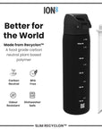 Leak Proof Medium Water Bottle with Straw, Recyclon, Black, 500ml (18oz)
