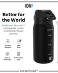 Leak Proof Small Water Bottle With Straw, Recyclon, Black, 350ml (12oz)