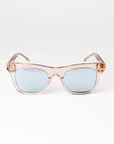 80s Inspired Risky Business Sunglasses - Clear Beige Frame & Blue Lens - UV Protection - Eco-Friendly Bioacetate Frames by Reecy at brixbailey.com