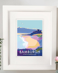 Bamburgh Castle Seaside Travel Poster Print