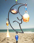 Celestial Sun and Moon Chime with Beads-3
