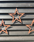 Set of 3 Rusty Metal Stars, Decorations For The Home And Garden.