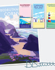 Bedruthan Steps Coastal Travel Poster Print