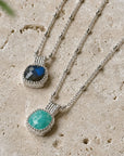 Tetra Square Gemstone Pendant Silver Amazonite