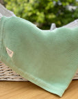 Sage Green Organic Cotton Knitted Blanket – 100 X 80cm