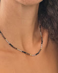 Milos Mixed Gemstone Beaded Necklace Black Onyx, Smoky Quartz & Labradorite