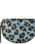 Blue Animal Print Leather Zip Around Half Moon Purse bRIX AND bAILEY