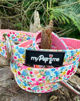 Luxury Blue Meadow Floral Dog Lead for Chihuahuas, Toy Breeds & Small Puppies