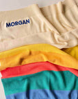 Personalised Pink Rainbow Stripe Organic Cotton Baby Blanket