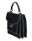 Black Piñatex™ Leather Piped Leather Handbag Brix Bailwy