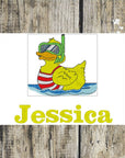 Beach Duck with Snorkel Personalised Towels