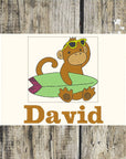 Beach Monkey With Surfboard Personalised Towels