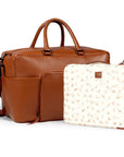 Premium handmade tan leather weekender bag, eco-friendly recycled materials, durable full grain cowhide, spacious travel duffle with laptop sleeve by Bethikal at brixbailey.com