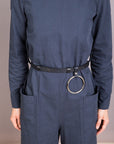 Black Leather Belt with Chain
