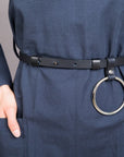Black Leather Belt with Metal O Ring