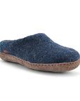 Classic Slipper - Navy with Leather