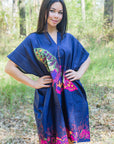 Dark Blue Sunshine Style Caftan in Big Butterfly Pattern-0