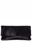 NEW Black Hair On Hide Leather Clutch Bag