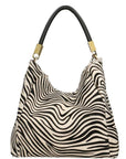 Zebra Print Calf Hair Leather Bag – Elegant & Versatile by Sostter at brixbailey.com