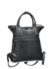 Luxury Black Python Print Vegan Leather Backpack