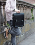 Handmade Leather City Backpack - Black