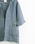 Linen Bathrobe for Kids - Blue Fog