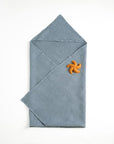 Linen Hooded Waffle Towel for Kids - Blue Fog