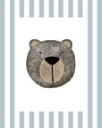 Bear Print - Pale Blue Stripes